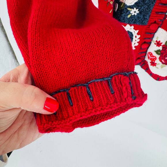 Vintage Heirloom Collections Heart Patchwork Embroidered Cardigan Sweater Size L - Picture 7 of 8